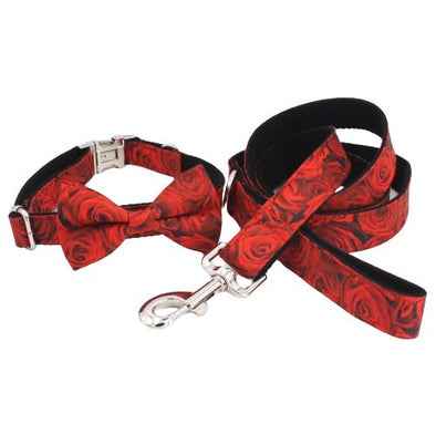 Red Rose Collar & Leash Sets